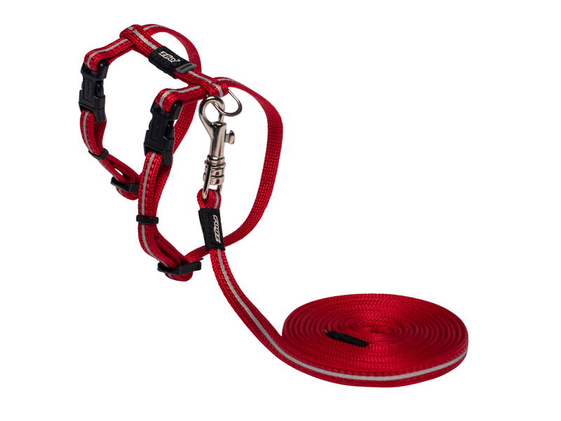 ALLEYCAT 8MM HARNESS & LEAD SET 1.8M/19.8-30CM RED