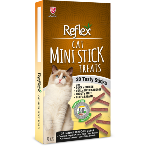 REFLEX CAT MINI STICK TREATS 4 FLAVOURS 20 X 2 GR
