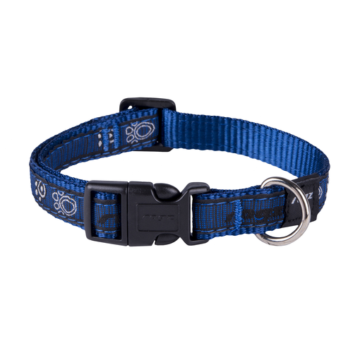 ROGZ SCOOTER CLASSIC COLLAR 16MM NAVY PAW