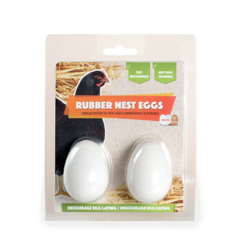 Blister/2 rubber nest-ei wit 56mm