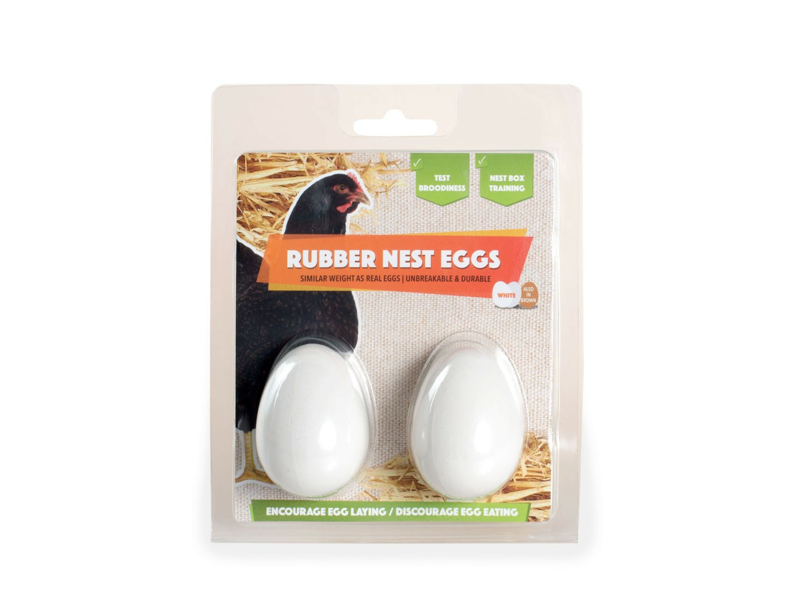 Blister/2 rubber nest-ei wit 56mm